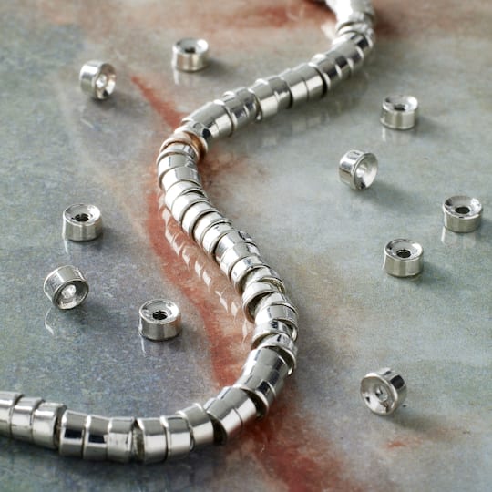 Rhodium Metal Disc Beads by Bead Landing